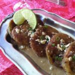 Fried Green Tomatoes with Garlic Lime Feta Sauce #SundaySupper 