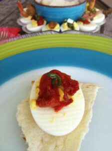 Deviled Eggs with Oven Roasted Red Pepper