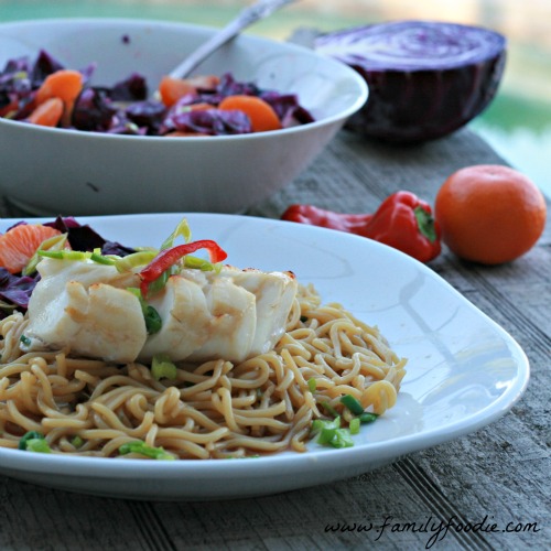 Red Cabbage Citrus Salad with Cod w