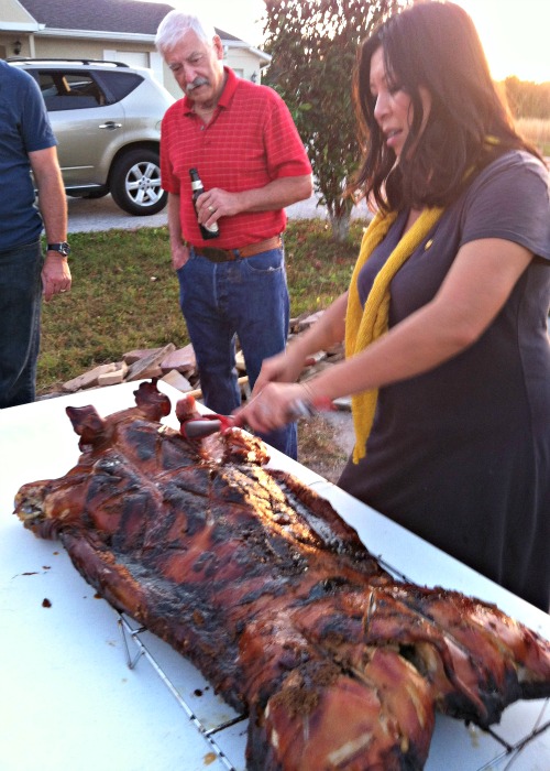Jaden was a pro at cutting this delicious pig... and boy was it delicious 