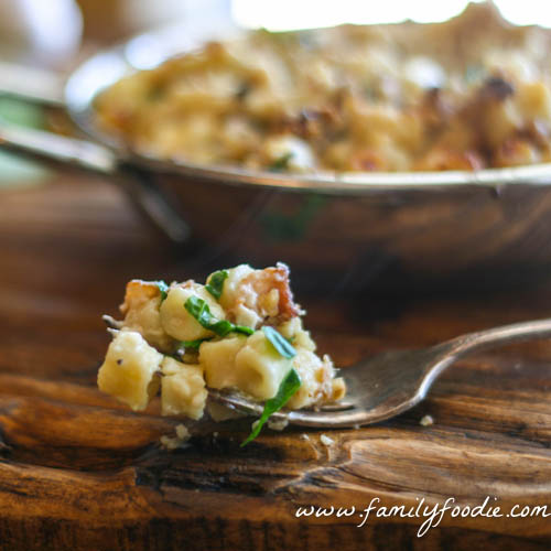 Spinach Prosciutto Macaroni and Cheese with Walnut Topping 2