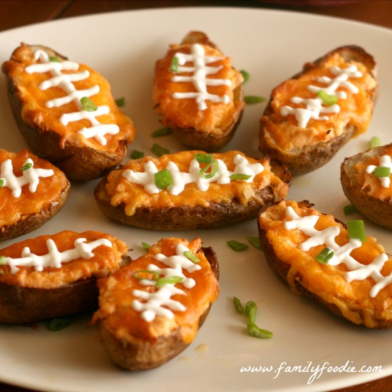 Buffalo Chicken Wing Dip Potato Skins #SundaySupper 
