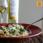 Angel Hair Pasta with Chicken Spinach and White Wine Sauce #SundaySupper