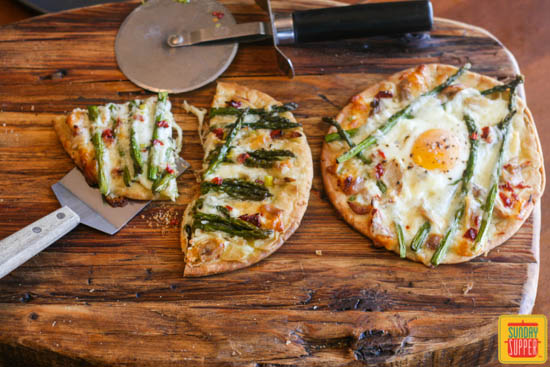 Asparagus Chicken Flatbread Pizza 