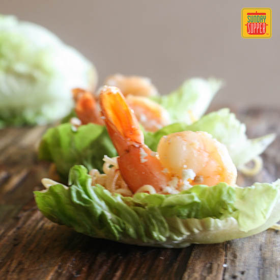Angel Hair Shrimp Lettuce Wraps #SundaySupper
