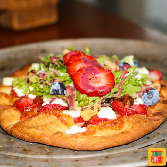 Strawberry Basil Goat Cheese Flatbread Salad