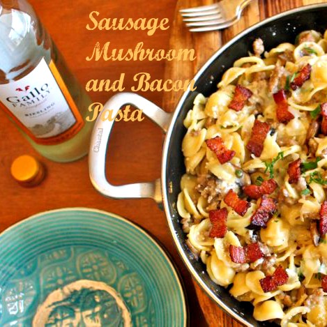 Sausage Mushroom and Bacon Pasta #SundaySupper 