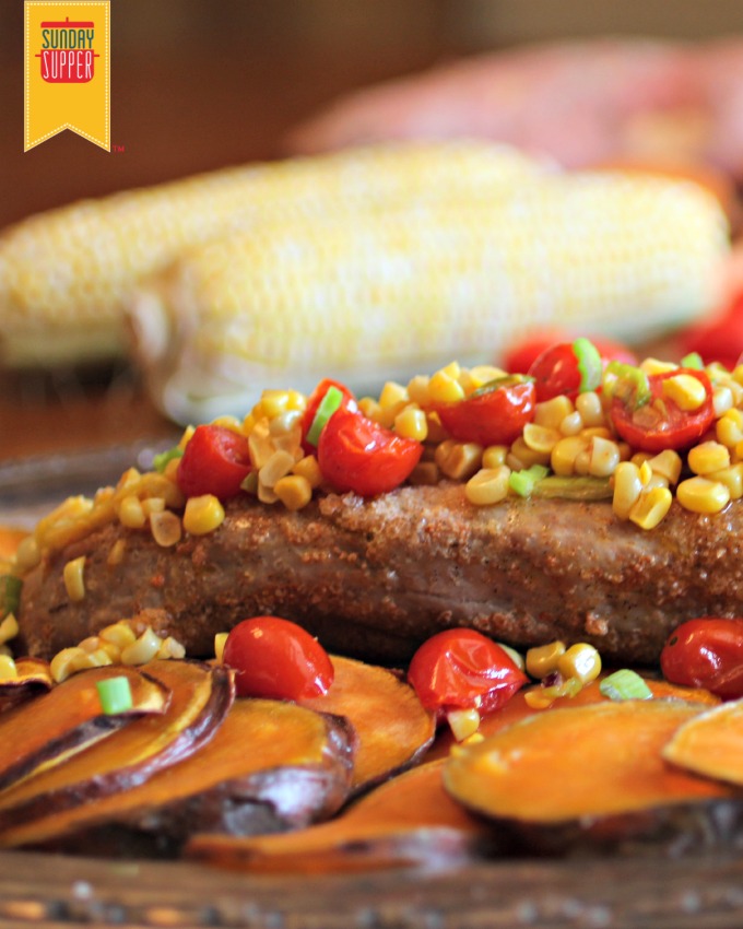 Roasted Pork Tenderloin over Sweet Potatoes #SundaySupper 