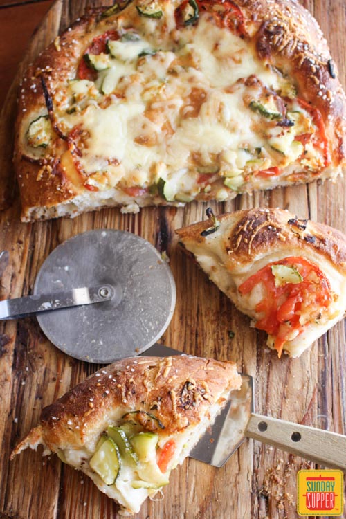 Zucchini Tomato Focaccia Bread #SundaySupper 