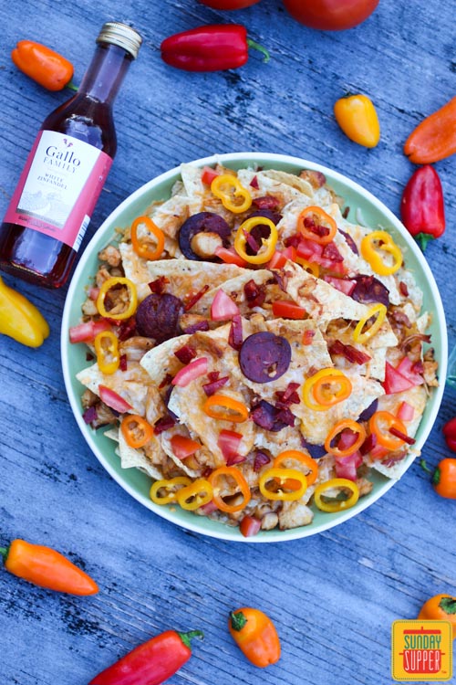 Chicken and Chorizo Nachos #SundaySupper
