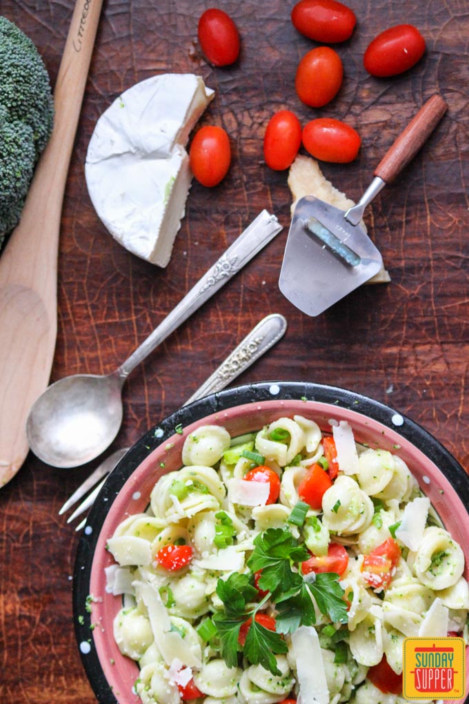 Orecchietta Pasta with Brie, Broccoli and Tomatoes #SundaySupper