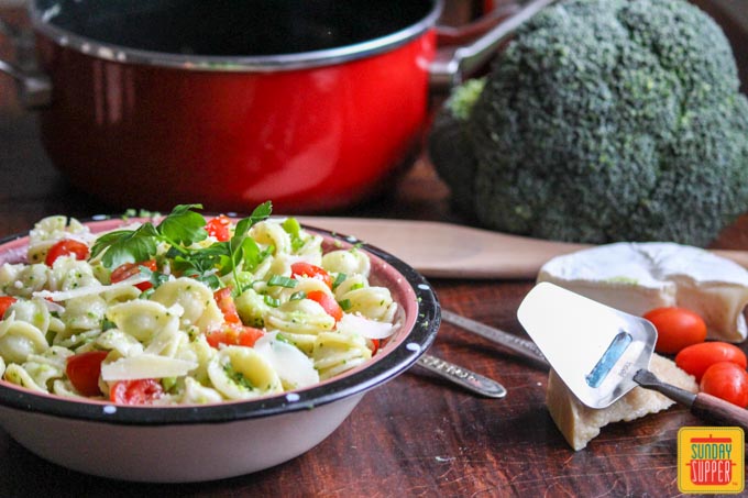 Orecchietta Pasta with Brie, Broccoli and Tomatoes #SundaySupper
