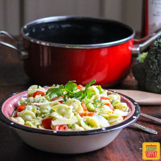Orecchiette Pasta with Brie Broccoli and Tomatoes Recipe #SundaySupper