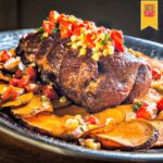 Holiday Beef Tenderloin with Sweet Potatoes, Tomatoes and Corn #SundaySupper 
