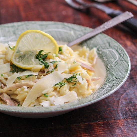 Creamy Turkey Orzo Risotto #SundaySupper