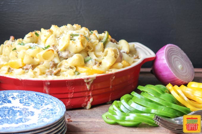 Sausage Peppers and Onions Casserole #SundaySupper