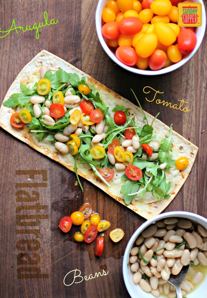 Arugula Tomato Beans Flatbread