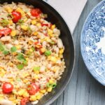 White Bean, Corn, Tomato and Rice Skillet #SundaySupper