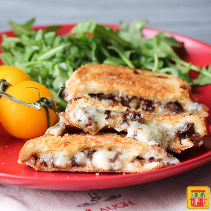 Philly Cheesesteak Grilled Cheese Sandwich #SundaySupper
