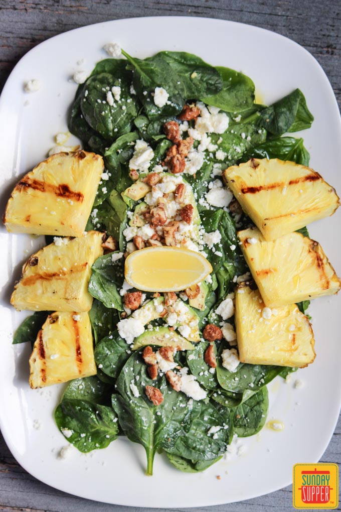 Pineapple Avocado Spinach Salad  #SundaySupper