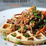 Sweet and Spicy Pecan Shredded Beef Waffles #SundaySupper
