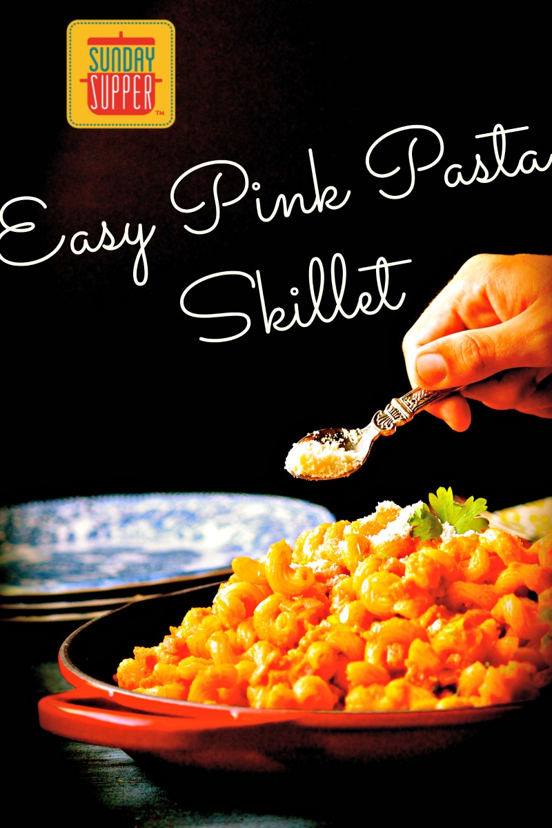 Easy Pink Pasta Skillet #SundaySupper 