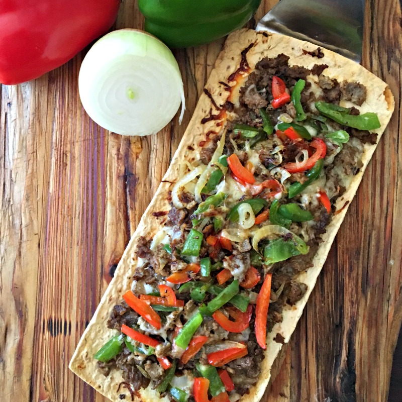 Philly Cheesesteak Flatbread Pizza 